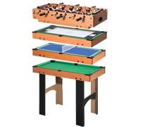HOMCOM Mini Mesa Multijuegos 4 en 1 para Adultos 92x78x80cm Natural Negro | Futbolín, Mesita de Billar, Ping-pong