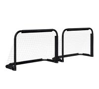 HOMCOM Mini Porterías de Fútbol Plegables Set de 2 Porterías de Exterior para Niños y Adultos 90x36x60 cm Negro