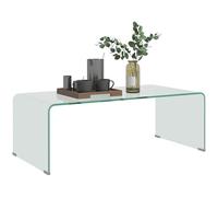 HOMCOM Moderna Mesa de Centro Monobloque para Salón con Pies Antideslizantes, Mesa de Centro de Cristal Templado, 100x50x35 cm, Transparente