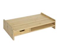 HOMCOM Monitor Soporte de Bambú Elevador de Pantalla 49x25,5x11,5 cm | Mesa de Ordenador Portátil, Organizador de Escritorio