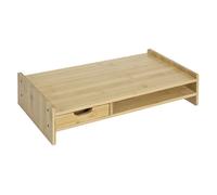 HOMCOM Soporte de Monitor de Bambú Elevador de Pantalla Mesa de Ordenador Portátil Organizador de Escritorio 49x25.5x11.5 cm Aosom España