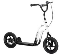 HOMCOM Monopatín para Niños 5-12 Años con Freno, Caballete y Manillar Ajustable, 129x52x80-88 cm, Blanco y Negro