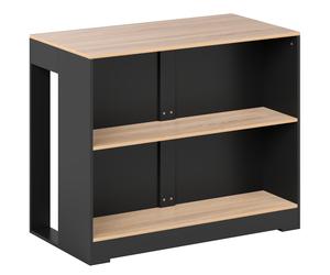 HOMCOM Mostrador Bar Isla de Cocina con 3 Estantes para Salón y Sala de Estar, 113x60x90 cm, Negro y Madera Aosom España