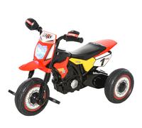 HOMCOM Moto Correpasillos Infantil para Niños de +18 Meses con Apariencia de Moto de Montaña con 3 Ruedas con Luces y Sonido Pedales 71x40x51 cm Rojo