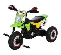 HOMCOM Moto Correpasillos Infantil +18 Meses 3 Ruedas 71x40x51 cm Verde | Apariencia de Moto de Montaña, Luces y Sonido, Pedales, Diseño Único, para Niños