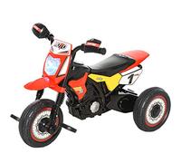 HOMCOM Moto Correpasillos Infantil para Niños de +18 Meses con Apariencia de Moto de Montaña con 3 Ruedas con Luces y Sonido Pedales Diseño Único 71x40x51 cm Rojo