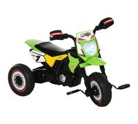HOMCOM Moto Correpasillos Infantil para Niños de +18 Meses con Apariencia de Moto de Montaña con 3 Ruedas con Luces y Sonido Pedales 71x40x51 cm Verde