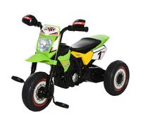HOMCOM Moto Correpasillos Infantil +18 Meses 3 Ruedas 71x40x51 cm Verde | Apariencia de Moto de Montaña, Luces y Sonido, Pedales, Diseño Único, para Niños
