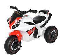 HOMCOM Moto de Juguete de 3 Ruedas para niños de 18 a 36 Meses, Moto de policía con música y Faros sin Pedales en PP y Metal Blanco y Rojo
