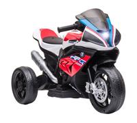 HOMCOM Moto Eléctrica BMW HP4 para Niños de +18 Meses Motocicleta de Batería 6V con Música USB Velocidad 2,5 km/h Avance y Retroceso Carga 30 kg 82,5x42x54 cm Rojo