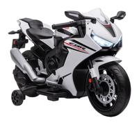 HOMCOM Moto Eléctrica Infantil con Licencia HONDA para Niños 3-5 Años Faros Bocina Música Ruedas Auxiliares 90x44x52 cm Blanco Aosom España