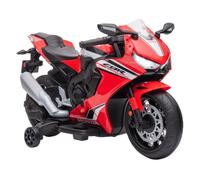 HOMCOM Moto Eléctrica 12V con Licencia HONDA para 3-5 Años con Faros Bocina Música y Ruedas Auxiliares 90x44x52 cm Rojo Aosom España