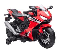 HOMCOM Moto Eléctrica Infantil 12V con Licencia HONDA para 3-5 Años con Faros Bocina Música y Ruedas Auxiliares 90x44x52 cm Rojo Aosom España