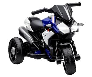 HOMCOM Moto Eléctrica Infantil 3 Ruedas +3 Años 86x42x52 cm Negro y Azul