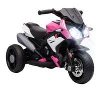 HOMCOM Moto Eléctrica Infantil 3 Ruedas +3 Años 86x42x52 cm Rosa
