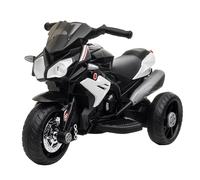 HOMCOM Moto Eléctrica Infantil 3 Ruedas +3 Años 86x42x52cm Negro y Blanco