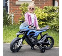 HOMCOM Moto Eléctrica Infantil Batería 6V Niños + 3 años con Luces Música 30 kg Azul