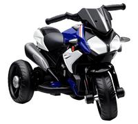 HOMCOM Moto Eléctrica Infantil con 3 Ruedas con Batería 6V Recargable Funciones de Música Bocina Faros 86x42x52 cm Negro y Azul