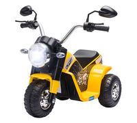 HOMCOM Moto Eléctrica Infantil con 3 Ruedas Moto Eléctrica para Niños de 18-36 Meses Triciclo a Batería 6V con Faro Bocina 72x57x56 cm Amarillo