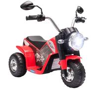 HOMCOM Moto Eléctrica Infantil con 3 Ruedas Triciclo 18-36 Meses Rojo | Triciclo a Batería 6V, con Faro, Bocina, 72x57x56 cm