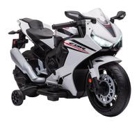 HOMCOM Moto Eléctrica con Licencia HONDA para Niños 3-5 Años Faros Bocina Música Ruedas Auxiliares Blanco Aventura Segura Aosom España