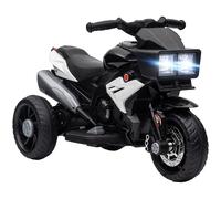 HOMCOM Moto Eléctrica Infantil con Luces Bocina Música Neumáticos Anchos Moto para Niños con Velocidad 3 km/h Negro