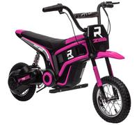 HOMCOM Moto eléctrica para niños 24V 350W para 8-12 años, Rosa | Faro, música, 8-16 km/h, moto para niños con neumáticos de aire