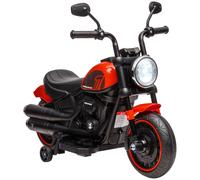 HOMCOM Moto eléctrica para niños 3 km/h 6V con faro LED 2 ruedas de entrenamiento de 18 a 36 meses con motor potente rojo