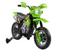 HOMCOM Moto Eléctrica Niños 6V Ruedas de Apoyo Desmontables Verde | Moto Eléctrica Infantil, Faros, Música, 2,5 km/h, Regalo para Niños 3-6 Años, para Altura 1,2-1,5 m