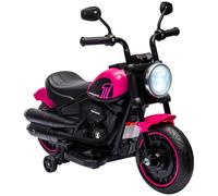 HOMCOM Moto Eléctrica para Niños de 18-36 Meses con Batería 6V Faro y Ruedas Auxiliares Desmontables Rosa Aosom España