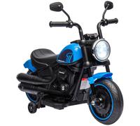 HOMCOM Moto Eléctrica para Niños de 18-36 Meses con Batería 6V, Faro y Ruedas Auxiliares Desmontables, Azul