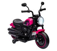 HOMCOM Moto Eléctrica para Niños de 18-36 Meses, Moto Eléctrica Infantil con Batería 6V, Faro y Ruedas Auxiliares Desmontables, Carga 25 kg, Rosa