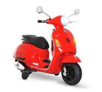 HOMCOM Moto Eléctrica para Niños de 3-6 Años con Licencia Vespa Moto de Batería para Niños con Música Velocidad 2-3 km/h y Bocina Carga 25 kg Rojo