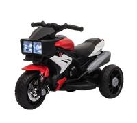 HOMCOM Moto Eléctrica Infantil con 3 Ruedas para +3 Años Triciclo con Pedal para Niños Batería 6V con Luces Música Neumáticos Anchos 86x42x52 cm Rojo