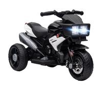 Homcom moto eléctrica para niños de +3 años moto de batería 6v con luces música bocina neumáticos anchos moto para niños con velocidad 3 km/h negro 42 cm