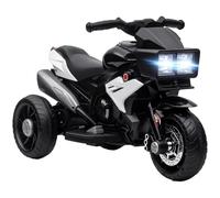 HOMCOM Moto Eléctrica para Niños Moto de Batería 6V +3 Años Negro | Luces, Música, Bocina, Neumáticos Anchos, Velocidad 3 km/h