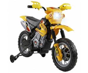HOMCOM Moto Eléctrica para Niños, Moto Eléctrica Infantil con Ruedas de Apoyo Desmontables, Faros, Música, Regalo para Niños 3-6 Años, Amarillo