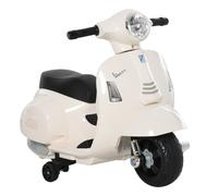 Homcom Moto Eléctrica Vespa Niño+18 Meses Faro Bocina Ruedas 66,5x38x52cm Blanco