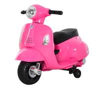 HOMCOM Moto Eléctrica Vespa para Niños de 18-36 Meses con Faro Bocina y 4 Ruedas Motocicleta Infantil con Licencia 66,5x38x52 cm Rosa Aosom España