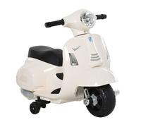 HOMCOM Moto Eléctrica Vespa para Niños de 18-36 Meses Moto de Batería 6V con Faro Bocina y 4 Ruedas Motocicleta Infantil con Licencia 66,5x38x52 cm Blanco