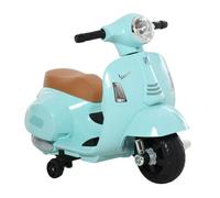 HOMCOM Moto Eléctrica Vespa para Niños de 18-36 Meses Moto de Batería 6V con Faro Bocina y 4 Ruedas Motocicleta Infantil con Licencia 66,5x38x52 cm Verde