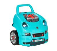 HOMCOM Motor de Camión de Juguete para Niños +3 Años con 61 Piezas Volante Bocina Faros Caja de Almacenaje Ruedas Turquesa Aosom España