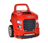 HOMCOM Motor de Camión para Niños de +3 Años Conjunto de Motor de Juguete con 61 Piezas Volante Bocina Faros Caja de Almacenaje y Ruedas 40x39x47 cm Rojo
