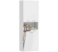 HOMCOM Mueble Alto de baño, Mueble de baño ahorraespacio con cesto para Ropa Sucia abatible, armarios con Puertas de Cierre Suave, Compartimento Abierto, para lavandería, Moderno, 60 x 30 x 174 cm,