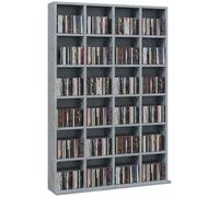 HOMCOM Mueble alto para 456 CD/336 DVD 89x130.5 cm gris cemento | Estante torre, estante multimedia, racks CD, vitrina ahorradora de espacio, estantes ajustables, oficina, sala de estar