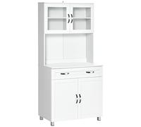 HOMCOM Mueble Aparador Auxiliar de Cocina Alacena 80x48x170 cm Blanco