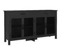 HOMCOM Mueble Aparador Bajo Armario de Almacenaje, 4 Puertas con Estantes Ajustables y 2 Cajones, Estilo Industrial, 150 x 40 x 85 cm, Color Negro