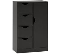 HOMCOM Mueble aparador Moderno Buffet 1 Armario y 4 cajones - Madera - para salón, Cocina, Pasillo, Comedor - Negro