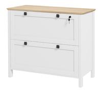 HOMCOM Mueble Archivador con 2 Cajones 2 Barras Colgantes Cerradura y 2 Llaves para Tamaño A4 79x40x72 cm Blanco y Roble Aosom España