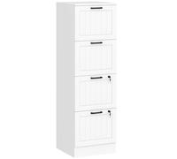 HOMCOM Mueble Archivador con 4 Cajones Cerraduras Carpetas A4 y Carta 40x40x131 cm Blanco